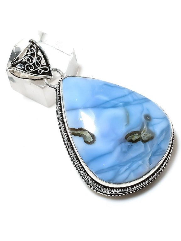 Natural Owyhee Opal Gemstone Handmade 925 Sterling Silver Pendant 2.32"