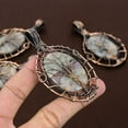 thumbnail image 1 of Natural Owyhee Opal, Moonstone Gemstone Copper Wire Wrap Pendant 2.96", 1 of 5