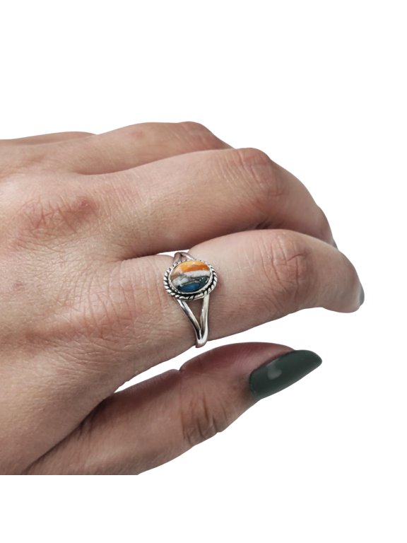 Natural Oyster Copper Turquoise Ring, Copper Turquoise Ring, December Birthstone, Adjustable Tiny Ring, Toe Ring, 925 Sterling Silver, Womens Boho Gypsy Ring, Christmas, Handmade Statement Jewelry