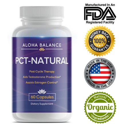 Natural PCT Testosterone Booster Supplement - Supports Increase in Lean Muscle by Aloha Balance, 1125mg, 60 Count