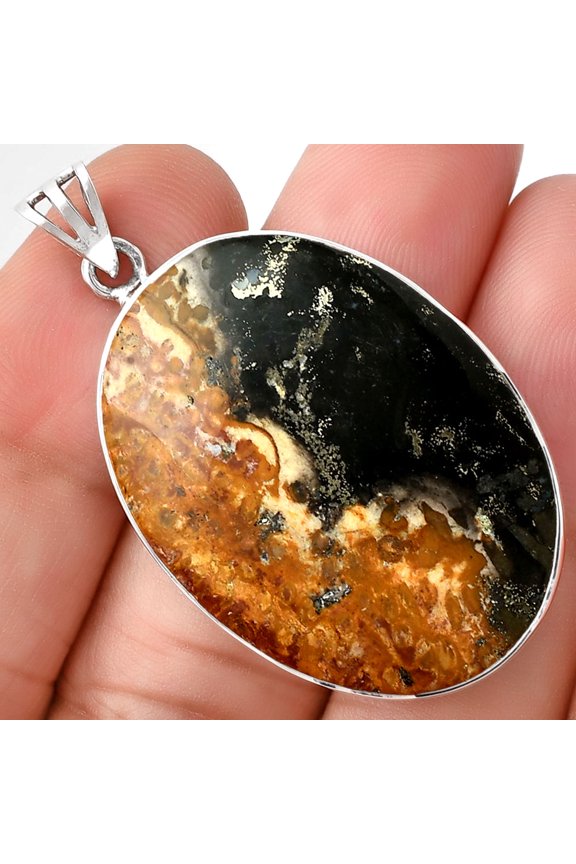 Natural Palm Root Fossil Agate 925 Sterling Silver Pendant Jewelry P-1001 SDP128362