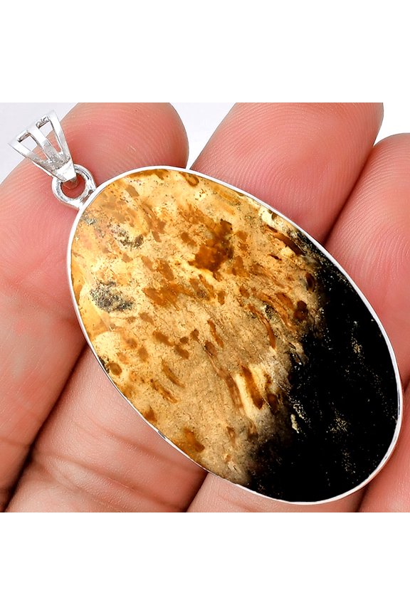 Natural Palm Root Fossil Agate 925 Sterling Silver Pendant Jewelry P-1001 SDP128440