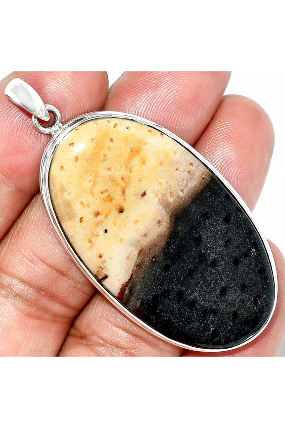 Natural Palm Root Fossil Agate 925 Sterling Silver Pendant Jewelry P-1124 SDP151598
