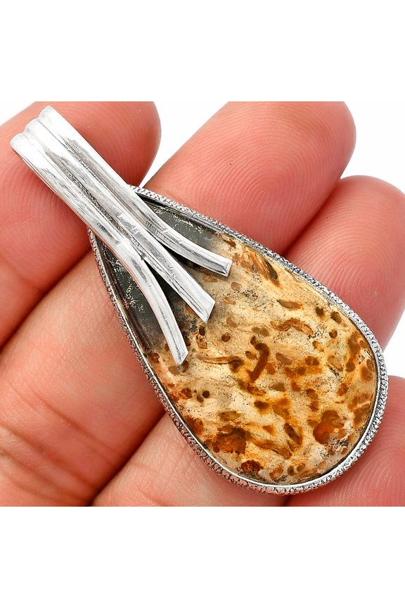 Natural Palm Root Fossil Agate 925 Sterling Silver Pendant Jewelry P-1167 SDP147444