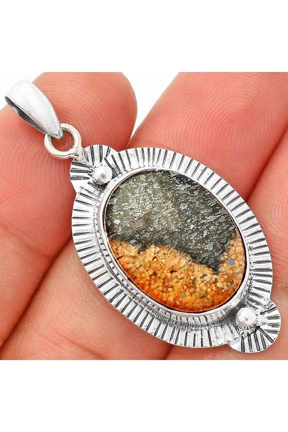 Natural Palm Root Fossil Agate 925 Sterling Silver Pendant Jewelry P-1732 SDP148274