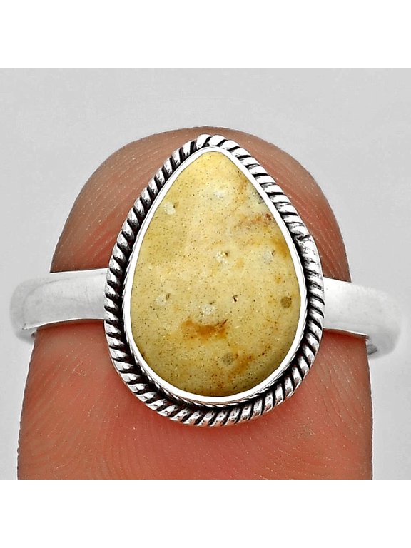 Natural Palm Root Fossil Agate 925 Sterling Silver Ring s.8.5 Jewelry R-1009 SDR181710