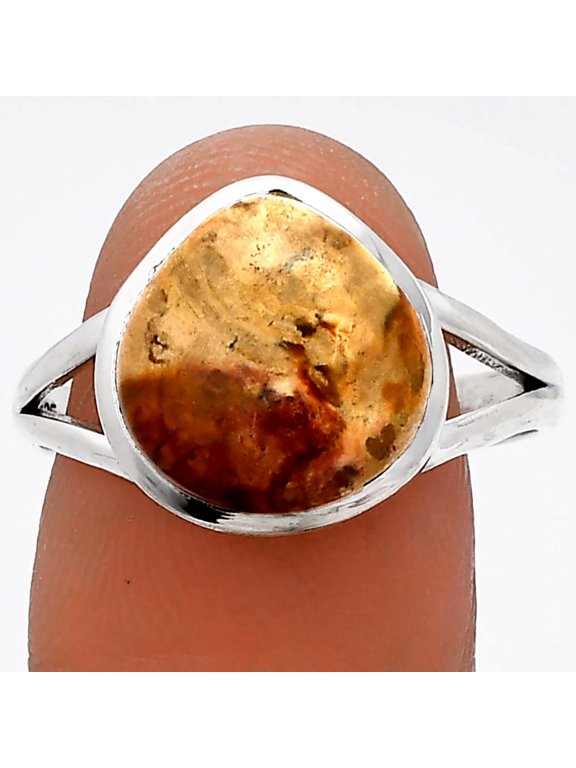Natural Palm Root Fossil Agate 925 Sterling Silver Ring s.9.5 Jewelry R-1005 SDR230576