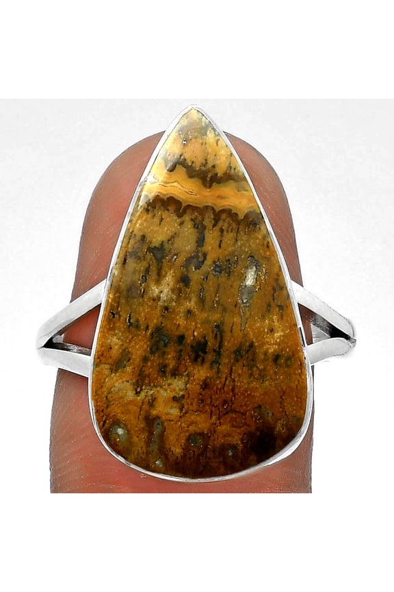 Natural Palm Root Fossil Agate 925 Sterling Silver Ring s.9 Jewelry R-1002 SDR178460