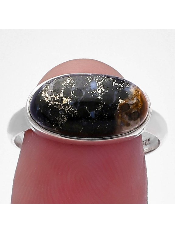 Natural Palm Root Fossil Agate 925 Sterling Silver Ring s.9 Jewelry R-1057 SDR224476