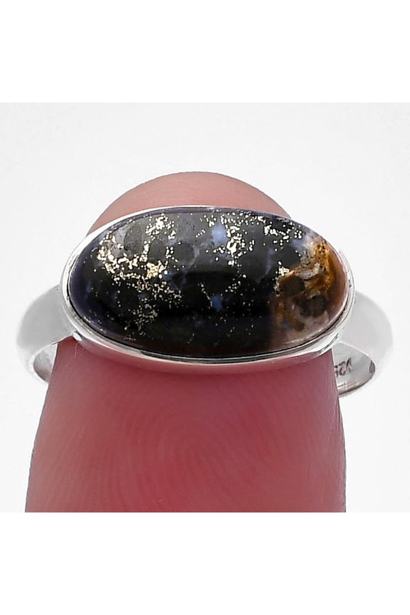 Natural Palm Root Fossil Agate 925 Sterling Silver Ring s.9 Jewelry R-1057 SDR224476