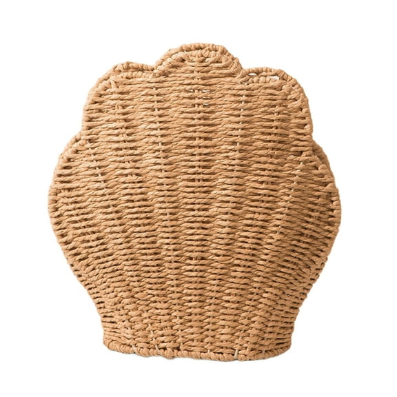 Natural Paper Cord Organizer Decorative Desktop Storage Bin Handwoven Shell Shaped Basket For Daily Organization