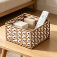 thumbnail image 1 of Natural Paper Storage Basket 6x6x4 Inches, Desk Coffee Table Organizer Tray for Snacks Cosmetics Small Items, Rustic Home Decor, 1 of 6