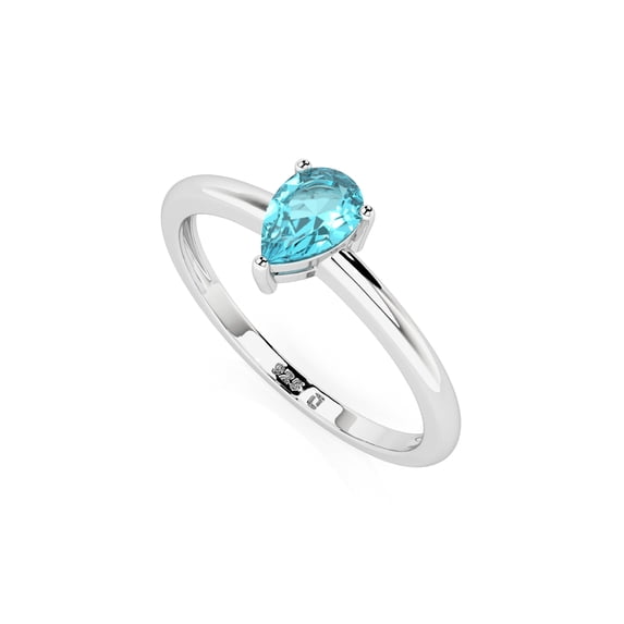 Natural Paraiba Apatite Pear Shape Rings in Sterling Silver for Women, May Birthstone Jewelry for Her Birthday, Wedding Anniversary, Christmas, Mothers Day