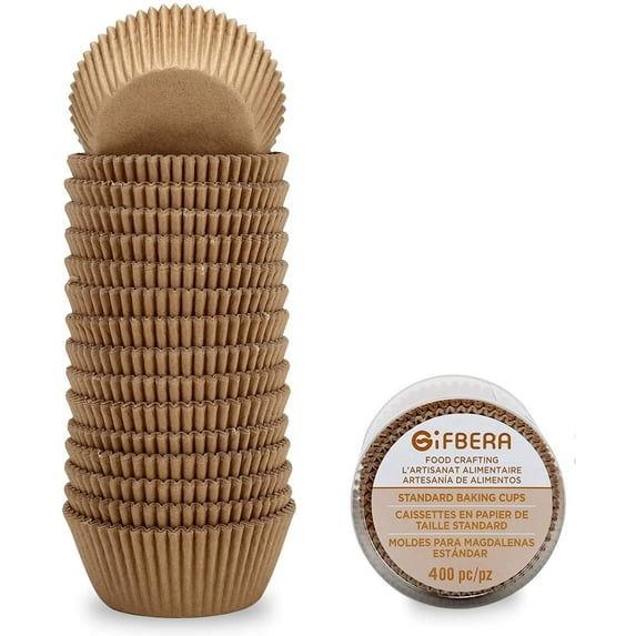 Natural Parchment Paper Cupcake Liners Standard Baking Cups 400-Count, Unbleached No Smell Greaseproof Paper