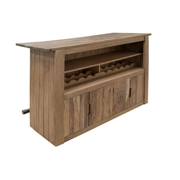 Natural Parota Solid Wood Bar with Wine Rack - 63"