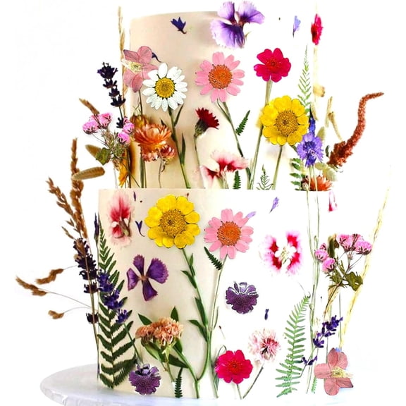 Natural pastoral dried flower cake decoration - cuttable two-color combination, suitable for frosting and cream cake decoration