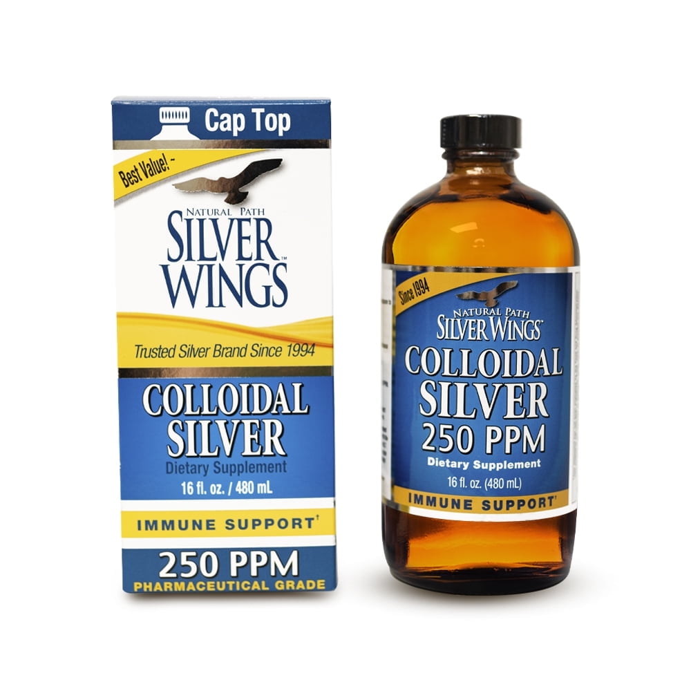 Natural Path Silver Wings Colloidal Silver Liquid - Enhanced Immune Support Supplement - High Strength, - 250ppm (1250mcg) - 16oz