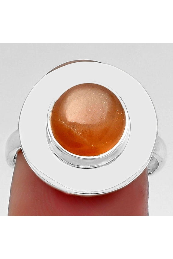 Natural Peach Moonstone 925 Sterling Silver Ring s.7.5 Jewelry R-1082 SDR160204