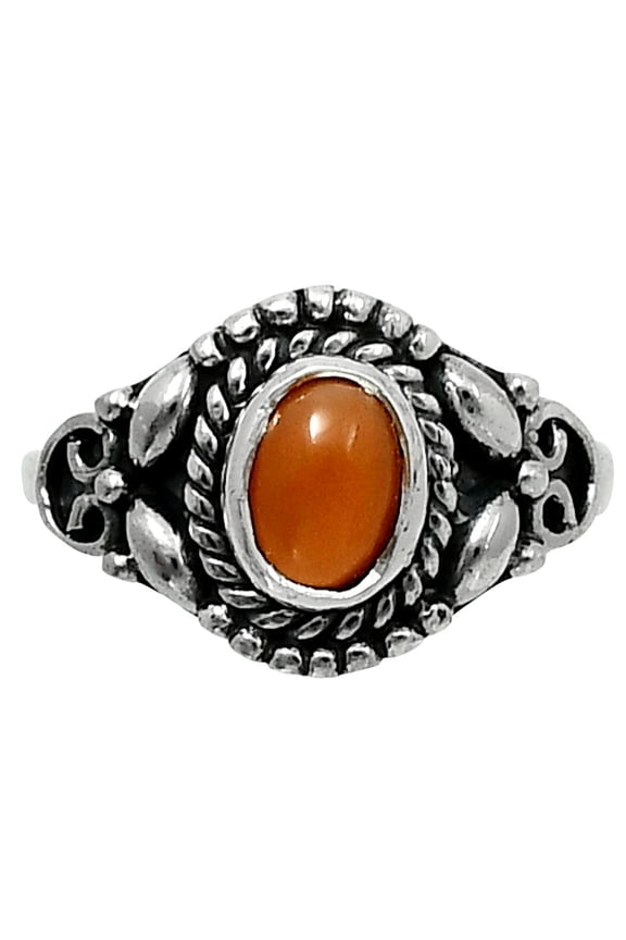 Natural Peach Moonstone 925 Sterling Silver Ring s.7.5 Jewelry R-1286 SDR248224