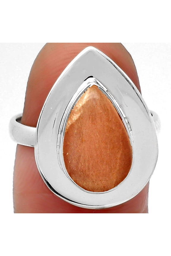 Natural Peach Moonstone 925 Sterling Silver Ring s.7 Jewelry R-1082 SDR159203