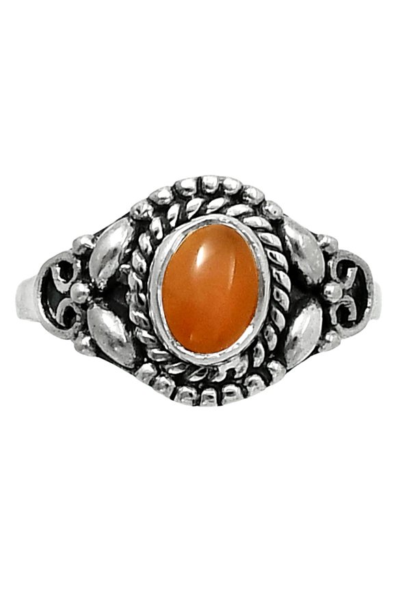 Natural Peach Moonstone 925 Sterling Silver Ring s.8.5 Jewelry R-1286 SDR248226