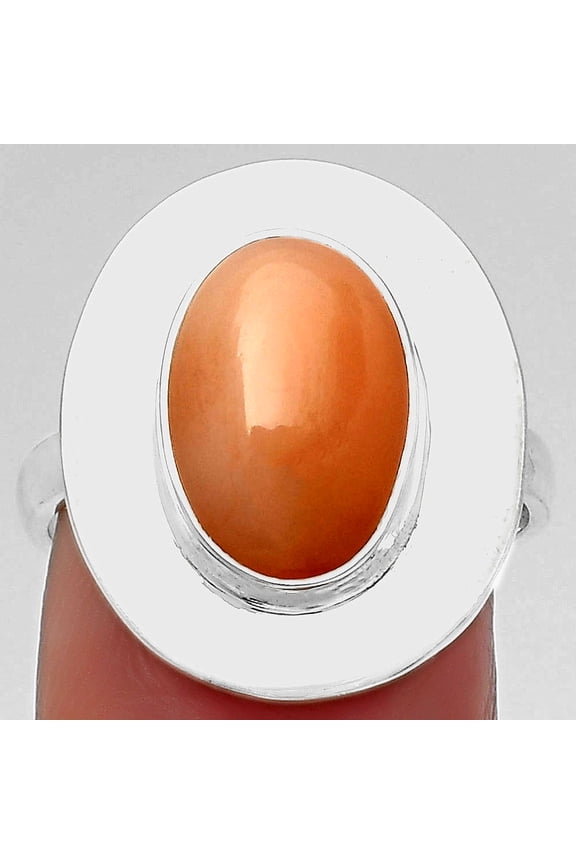 Natural Peach Moonstone 925 Sterling Silver Ring s.8 Jewelry R-1082 SDR160203