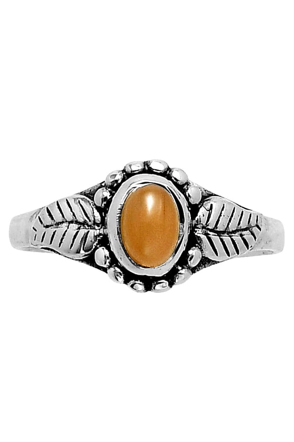 Natural Peach Moonstone 925 Sterling Silver Ring s.8 Jewelry R-1404 SDR248379