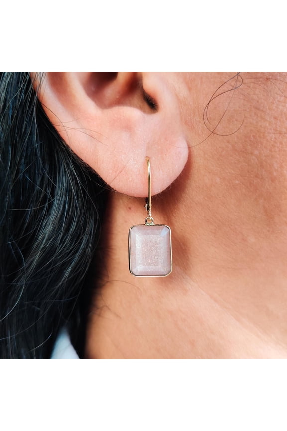 Natural Peach Moonstone Earrings, 14k Solid Yellow Gold Earrings, June Birthstone Earrings, Dainty Moonstone Earrings, Moonstone Jewelry