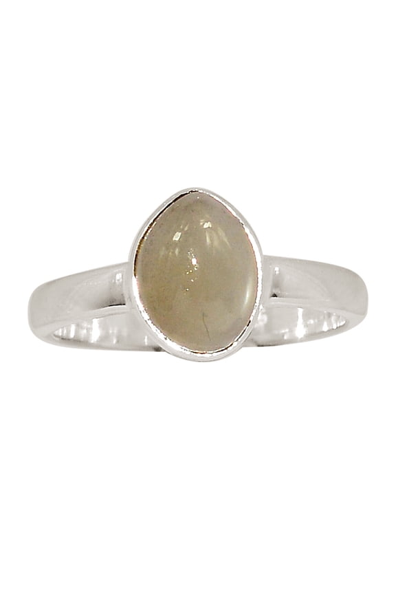 Natural Peach Moonstone - Sri Lanka 925 Silver Ring Jewelry s.6 ALLR-28003