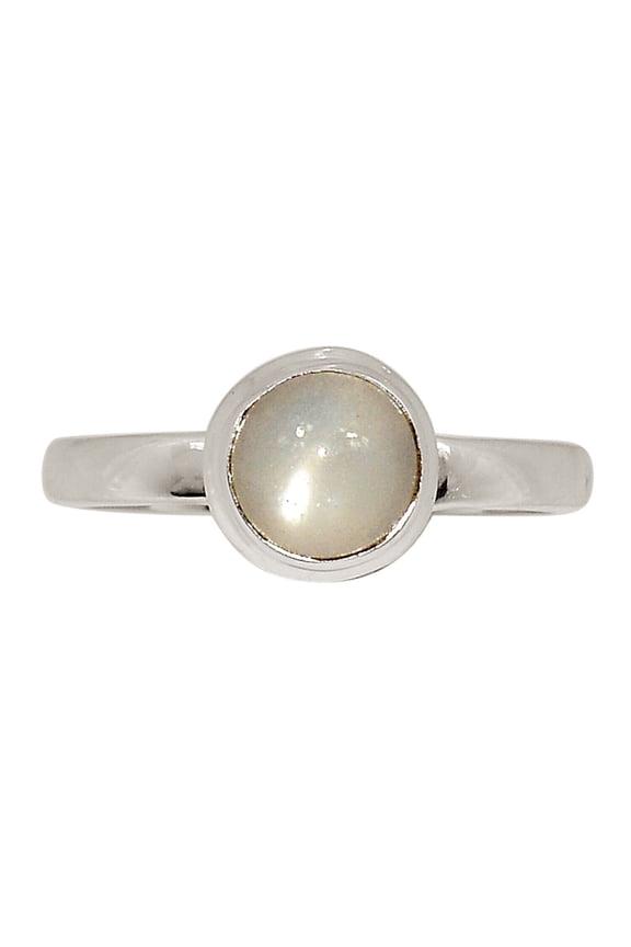 Natural Peach Moonstone - Sri Lanka 925 Silver Ring Jewelry s.8 ALLR-28000