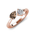 thumbnail image 1 of Natural Pear Cut Brown Diamond Toi Et Moi Engagement Ring - Anniversary Gift, 1 of 1