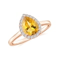 thumbnail image 1 of Natural Pear Shaped Citrine Halo Engagement Ring with Moissanite in Rose Gold Plated/ 925 Sterling Silver| Teardrop November Birthstone, Birthday, Anniversary, Wedding Jewelry, Ring Size 10, 1 of 4