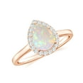thumbnail image 1 of Natural Pear Shaped Opal Halo Engagement Ring with Moissanite in Rose Gold Plated/ 925 Sterling Silver| Teardrop October Birthstone, Birthday, Anniversary, Wedding Jewelry, Ring Size 8, 1 of 4