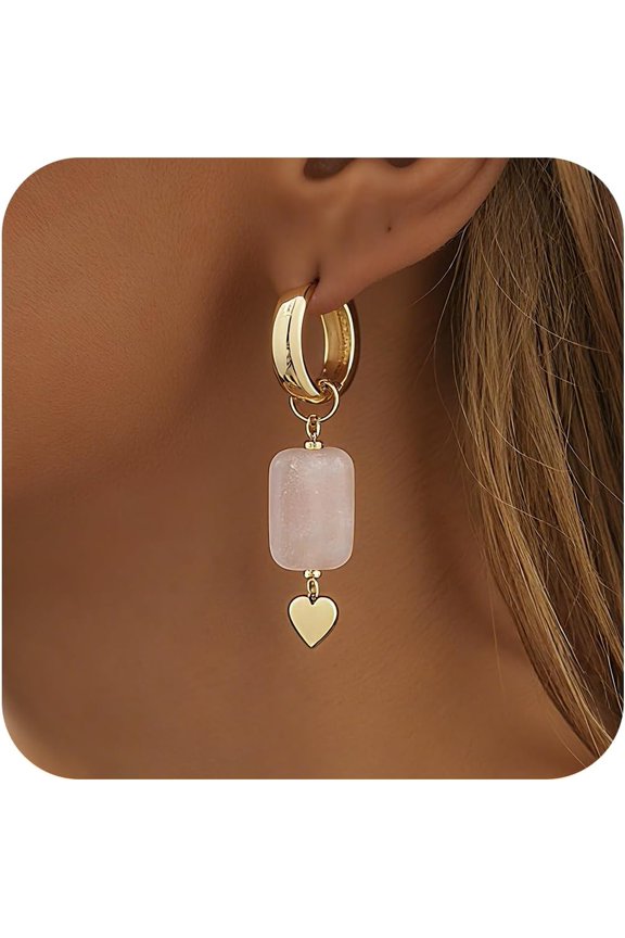 Natural Pearl Dangle Moon Drop Hoop Earrings - Gold Wedding Bridal Jewelry for Women