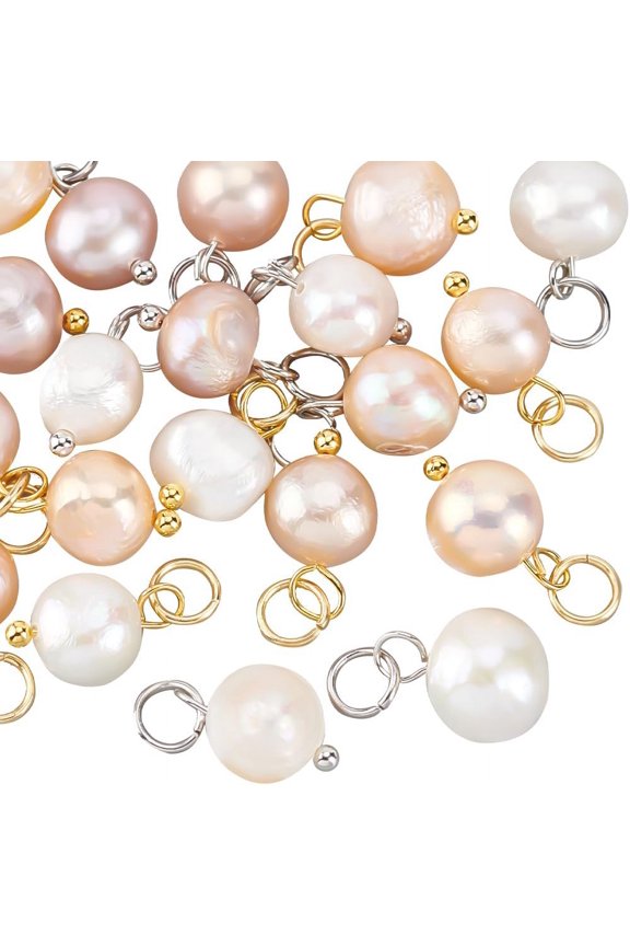 Natural Pearl Pendant Charms Pearl Bead Pendant with Loop Jewelry Connector for DIY Jewelry Making for making