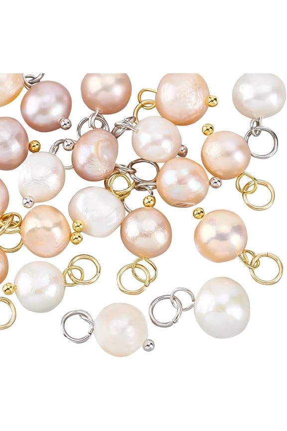Natural Pearl Pendant Charms Pearl Bead Pendant with Loop Jewelry Connector for Jewelry Making