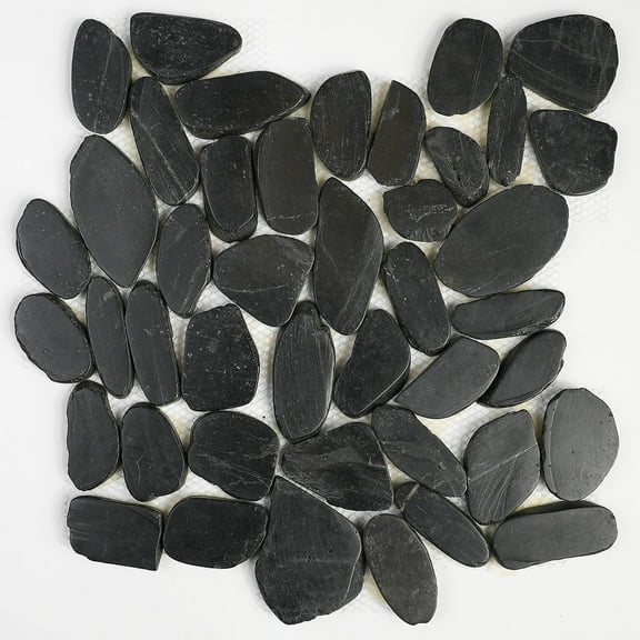 Natural Pebble Stone Tiles, Mixed Color, StoneCreek 12x12 in Durable for Kitchen Backsplash, Bathroom Floors, Wall Covering, Outdoor Applications, 6 Pieces per Box, Perfect for DIY & Professional Use