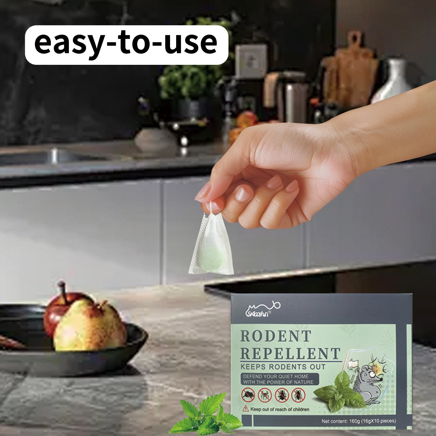 Natural Peppermint Oil Formula,Rodent Repellent Plant-Based Pouches for Indoor Mice Control - Child/Pet Safe,Long-Lasting Rodent Repellent Pouches (10 Pack) - Stops Mice in Attics/Garages Safely