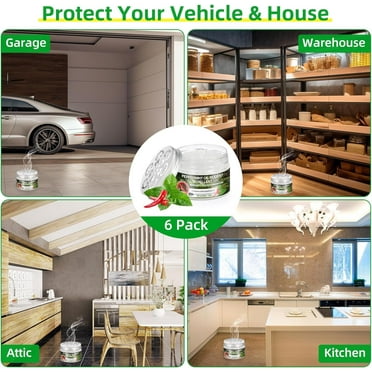 Natural Peppermint Oil Mouse Repellent for Car Engine - Safe Pest Control Solution - Set of 6 Packs
