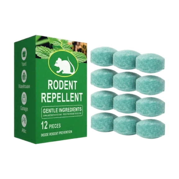 Natural Peppermint Rodent Repellent Pouches, Plant-Based Mouse Deterrent Pellets, Long Lasting Indoor Outdoor Rat & Rodent Prevention,12PC.