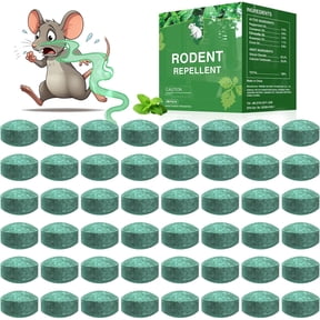 Natural Peppermint Rodent Repellent Tablets, 50 Count Plant-Based Mouse Rat Deterrent, Indoor & Outdoor Long Lasting Rodent Repeller for Attic, Garage, Warehouse, Yard Safe Non-Toxic Pest Control