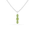 thumbnail image 1 of Natural Peridot 3-Stone Oval Shape Pendant Necklace in Sterling Silver for Women with 18-inch Adj. Chain, August Birthstone Jewelry for Her Birthday, Wedding Anniversary, Christmas, Mothers Day, 1 of 6