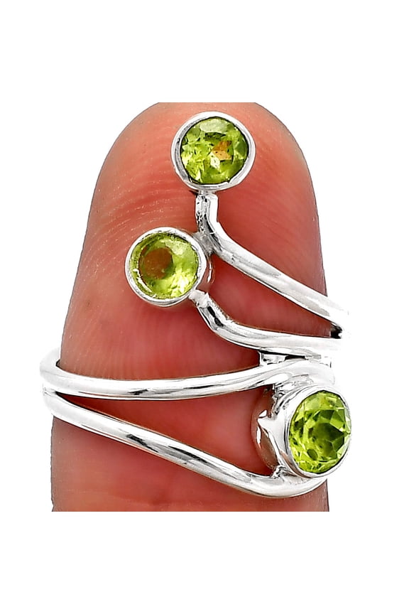 Natural Peridot 925 Sterling Silver Ring s.6.5 Jewelry R-1390 SDR226837