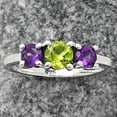 thumbnail image 1 of Natural Peridot & Amethyst 925 Sterling Silver Ring s.9 Jewelry DGR1122_A_9 R-1047, 1 of 7