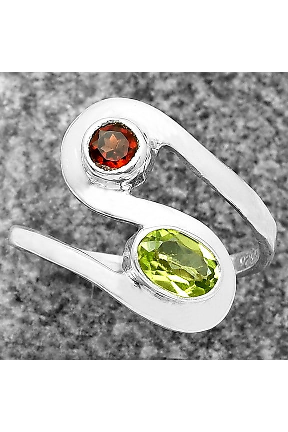 Natural Peridot & Garnet 925 Sterling Silver Ring s.6 Jewelry DGR1123_A_6 R-1039