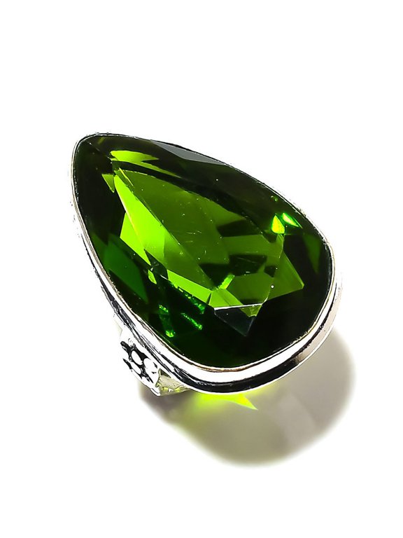 Natural Peridot Gemstone Handmade 925 Sterling Silver Gift Ring Size 6.5