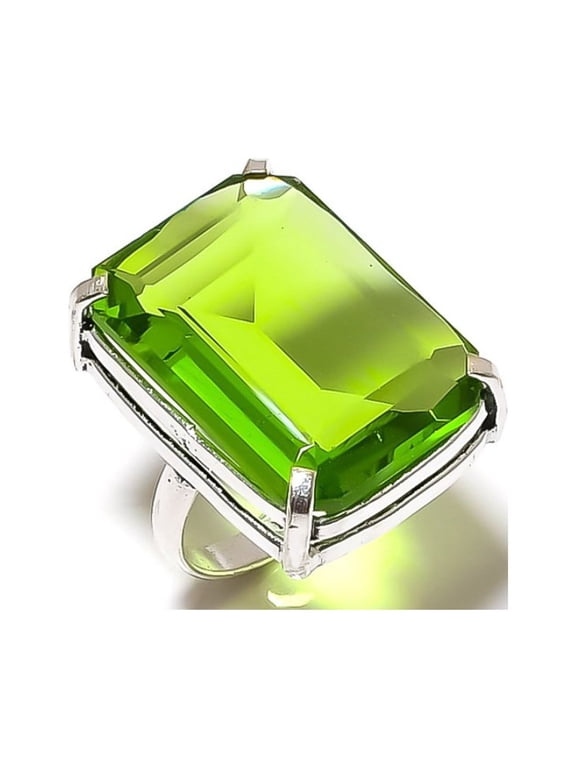 Natural Peridot Gemstone Handmade 925 Sterling Silver Gift Ring Size 6