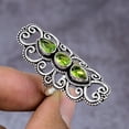 thumbnail image 1 of Natural Peridot Gemstone Handmade 925 Sterling Silver Gift Ring Size 7.5, 1 of 4