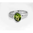 thumbnail image 1 of Ratan Gems Oval Green Peridot Gemstone Sterling Silver Engagement Ring, 2.3 ct, 1 of 6