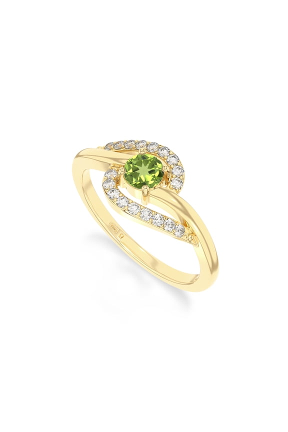 Natural Peridot Infinity Solitaire Rings for Women in 18K Yellow Gold Vermeil, August Birthstone Jewelry Gifts for Her Birthday, Wedding Anniversary, Mothers Day, Graduation, Valentines (US-10)
